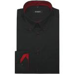 Schwarze Unifarbene Langärmelige Kentkragen Hemden mit Kent-Kragen mit Knopf aus Baumwolle für Herren Größe 4 XL für den für den Frühling 
