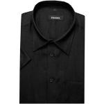 Schwarze Unifarbene Kurzärmelige Kentkragen Hemden mit Kent-Kragen aus Leinen für Herren Größe 5 XL für den für den Frühling 
