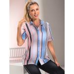 Rosa Gestreifte Kurzärmelige bader Tunika-Blusen aus Polyester für Damen Größe S 