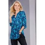 Petrolfarbene bader Stehkragen Tunika-Blusen mit Knopf aus Jersey für Damen Größe M Große Größen 