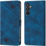 Blaue Samsung Galaxy A34 Hüllen Art: Flip Cases aus Leder mit Ständer 