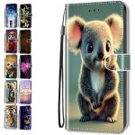 Rosa Leo-Look Samsung Galaxy S24+ Hüllen Art: Geldbörsen mit Koala-Motiv mit Muster aus Glattleder mit Ständer für Damen 