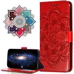 Rote Moto E5 Cases Art: Flip Cases mit Mandala-Motiv mit Bildern aus Leder 