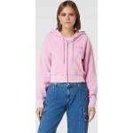 Pinke Mini Zip Hoodies & Sweatjacken mit Reißverschluss aus Baumwolle mit Kapuze für Damen Größe S 