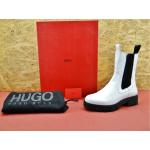 Weiße HUGO BOSS BOSS Chelsea-Boots aus Leder für Damen Größe 39,5 