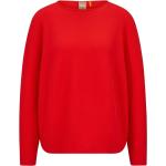 Rote HUGO BOSS BOSS Nachhaltige Rundhals-Ausschnitt Kaschmir-Pullover aus Wolle für Damen Größe M 