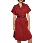 Rote Kurzärmelige HUGO BOSS BOSS Bio V-Ausschnitt Damenkleider Größe XL 
