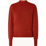 Rote Unifarbene HUGO BOSS BOSS Stehkragen Kaschmir-Pullover mit Puffärmeln für Damen Größe S 