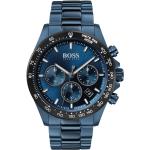 Blaue Elegante HUGO BOSS BOSS Runde Stahlarmbanduhren mit Analog-Zifferblatt mit Mineralglas-Uhrenglas für Herren 