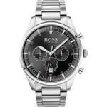 Silberne Elegante HUGO BOSS BOSS Runde Stahlarmbanduhren mit Analog-Zifferblatt mit Mineralglas-Uhrenglas für Herren 