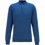 Reduzierte Marineblaue Unifarbene Langärmelige HUGO BOSS BOSS Langarm-Poloshirts für Herren Größe M für den für den Winter 