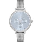Silberne HUGO BOSS BOSS Runde Stahlarmbanduhren mit 24-Stunden-Anzeige mit Mineralglas-Uhrenglas für Damen 