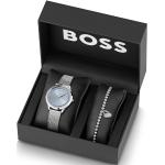 Silberne HUGO BOSS BOSS Runde Stahlarmbanduhren mit Mineralglas-Uhrenglas für Damen 