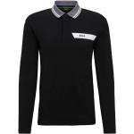 Reduzierte Schwarze Langärmelige HUGO BOSS BOSS Black Langarm-Poloshirts aus Baumwolle für Herren Größe M 