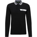 Reduzierte Schwarze Langärmelige HUGO BOSS BOSS Black Langarm-Poloshirts aus Baumwolle für Herren Größe S 