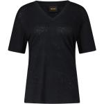 Schwarze HUGO BOSS BOSS Black V-Ausschnitt T-Shirts aus Leinen für Damen Größe M 