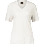Weiße HUGO BOSS BOSS V-Ausschnitt T-Shirts aus Leinen für Damen Größe L 
