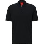 Schwarze Kurzärmelige HUGO BOSS HUGO Kurzarm-Poloshirts mit Reißverschluss aus Baumwollmischung für Herren Größe M 