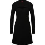 Schwarze Langärmelige HUGO BOSS HUGO Stehkragen Cut Out Kleider mit Cutwork aus Polyamid für Damen Größe S 