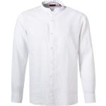 Weiße Langärmelige HUGO BOSS HUGO Stehkragen Stehkragenhemden aus Leinen für Herren Größe M für den für den Sommer 