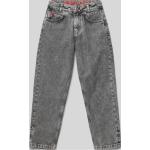Graue HUGO BOSS 5-Pocket Jeans für Kinder mit Reißverschluss aus Baumwolle für Jungen Größe 152 