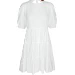 Cremefarbene Unifarbene Kurzärmelige HUGO BOSS HUGO Cut Out Kleider mit Cutwork aus Baumwollmischung für Damen Größe M 