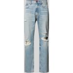 Hellblaue HUGO BOSS HUGO Straight Leg Jeans mit Reißverschluss aus Baumwolle für Herren Weite 32, Länge 32 