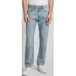 Blaue HUGO BOSS HUGO Straight Leg Jeans mit Reißverschluss aus Baumwolle für Herren Weite 34, Länge 34 