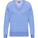 Reduzierte Blaue Unifarbene Casual Langärmelige HUGO BOSS HUGO V-Ausschnitt Strickpullover für Damen Größe XS 