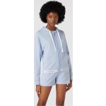 Hellblaue Sportliche Zip Hoodies & Sweatjacken aus Baumwollmischung mit Kapuze für Damen Größe XS 