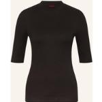 Schwarze Kurzärmelige HUGO BOSS HUGO Stehkragen T-Shirts aus Viskose für Damen Größe XS 