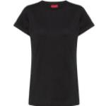 Schwarze Unifarbene Elegante Kurzärmelige HUGO BOSS HUGO T-Shirts aus Baumwolle für Damen Größe M 