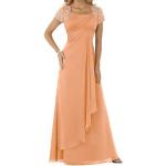 Orange Elegante Langärmelige Maxi Lange Abendkleider aus Chiffon für Damen Übergrößen für Hochzeitsgäste 