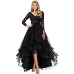 Schwarze Elegante Langärmelige Maxi V-Ausschnitt Lange Abendkleider aus Tüll für Damen Größe 3 XL 