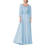 Hellblaue Elegante Maxi Rundhals-Ausschnitt Lange Abendkleider aus Spitze für Damen Größe L für die Braut 