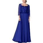 Royalblaue Elegante Maxi Rundhals-Ausschnitt Lange Abendkleider aus Spitze für Damen Übergrößen für die Braut 