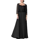 Schwarze Elegante Langärmelige Maxi Rundhals-Ausschnitt Lange Abendkleider aus Spitze für Damen Größe L für die Braut 