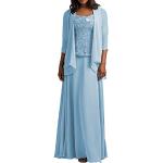 Hellblaue Elegante Langärmelige Maxi Lange Abendkleider aus Chiffon für Damen Übergrößen 