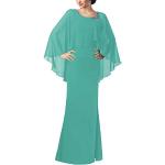 Türkise Elegante Maxi Rundhals-Ausschnitt Lange Abendkleider aus Chiffon für Damen Größe L 