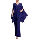 Royalblaue Elegante V-Ausschnitt Abiballkleider & Abschlussballkleider aus Chiffon für Damen Größe XL für den Bräutigam 