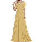 Goldene Elegante Langärmelige Maxi Rundhals-Ausschnitt Lange Abendkleider für Damen Größe 3 XL zum Abschlussball 
