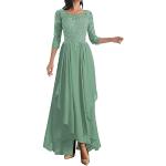 Pastellgrüne Elegante Langärmelige Maxi Lange Abendkleider aus Spitze für Damen Größe L Große Größen für Hochzeitsgäste 