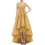 Goldene Bestickte Vintage Lange Abendkleider aus Spitze für Damen Größe L zum Abschlussball 