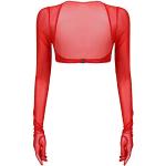 Rote Langärmelige Shirt-Boleros durchsichtig mit Schnalle Handwäsche für Damen Größe M für Partys für den für den Sommer 