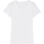 Weiße Sexy Human Family Vegane Bio Nachhaltige V-Ausschnitt Statement-Shirts aus Jersey für Damen Größe L 