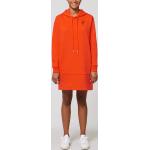 Orange Langärmelige Human Family Vegane Bio Midi Nachhaltige Sweatkleider aus Baumwolle mit Kapuze für Damen Größe XS für den für den Herbst 