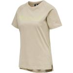 Reduzierte Beige Kurzärmelige Hummel Bio T-Shirts mit Insekten-Motiv aus Jersey für Damen Größe XS 