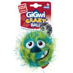 Gigwi Hundespielzeug Crazy Ball aus Plüsch und Gummi, mit Quietscher, Hundeball / Spielball, grün