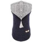 Marineblaue Kaschmir-Pullover aus Wolle mit Kapuze Größe L 
