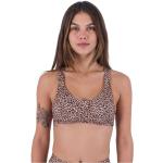 Braune Animal-Print Hurley Bikini-Tops mit Leopard-Motiv mit Kreuzträgern für Damen Größe XS 